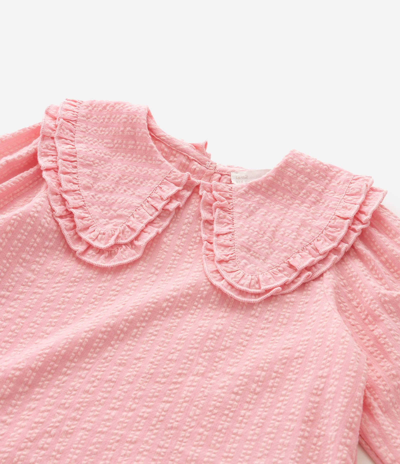 Camiseta Infantil Em Algodão Poim Texturizada com Gola Boneca - Tam 1 a 6 Anos Rosa 10