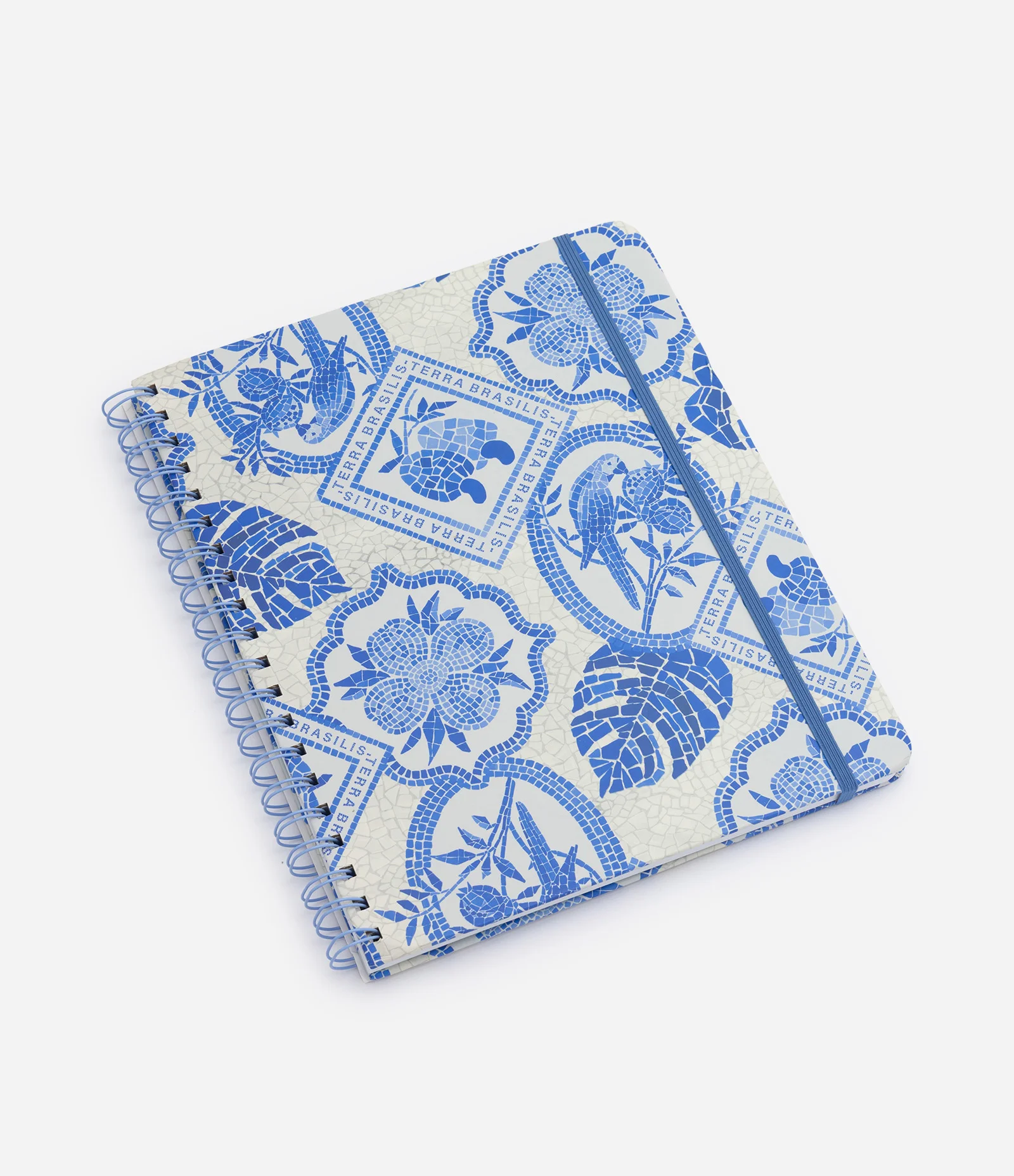 Caderno Espiral com Estampa Tropical Branco/Azul 1