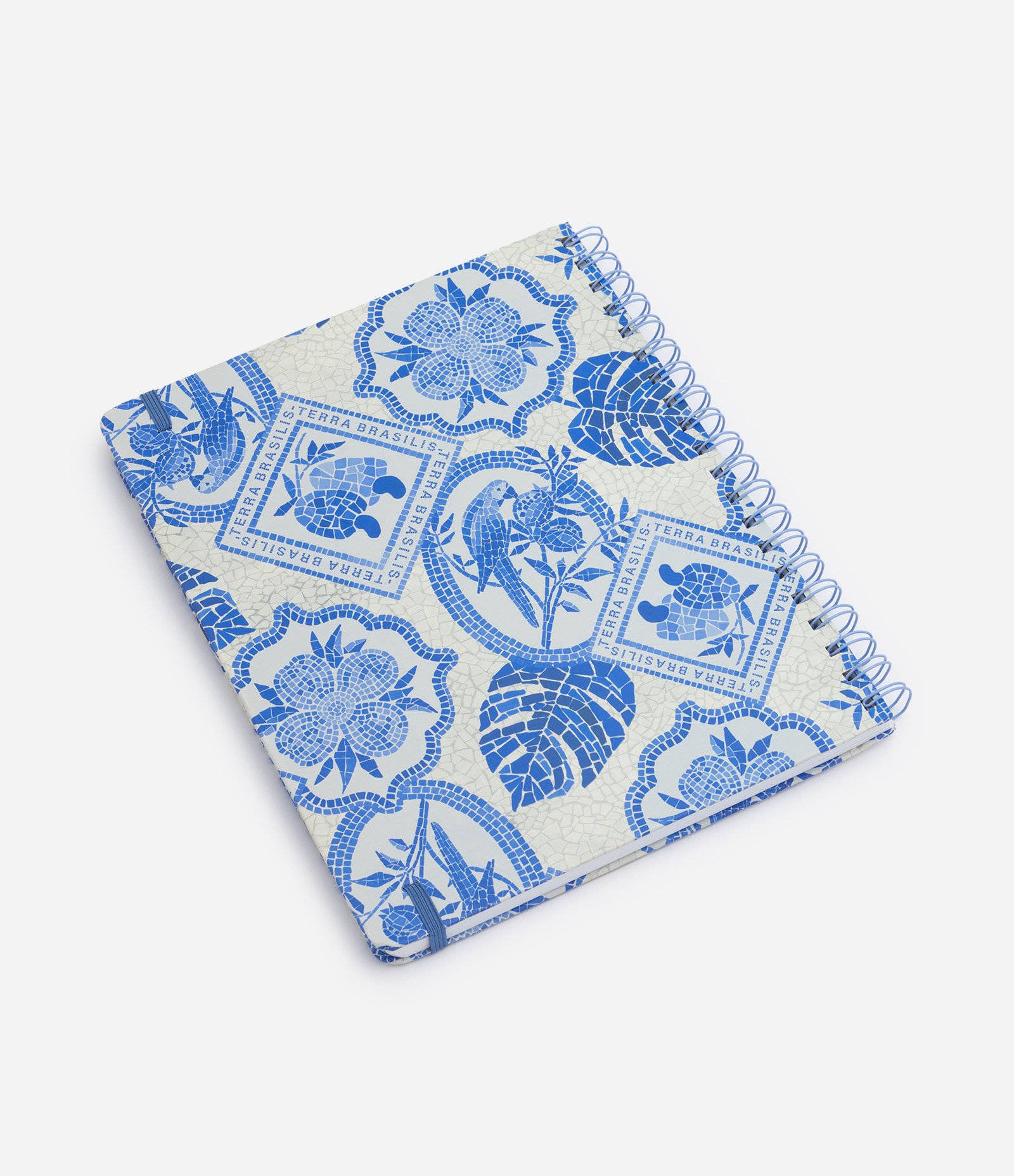 Caderno Espiral com Estampa Tropical Branco/Azul 2