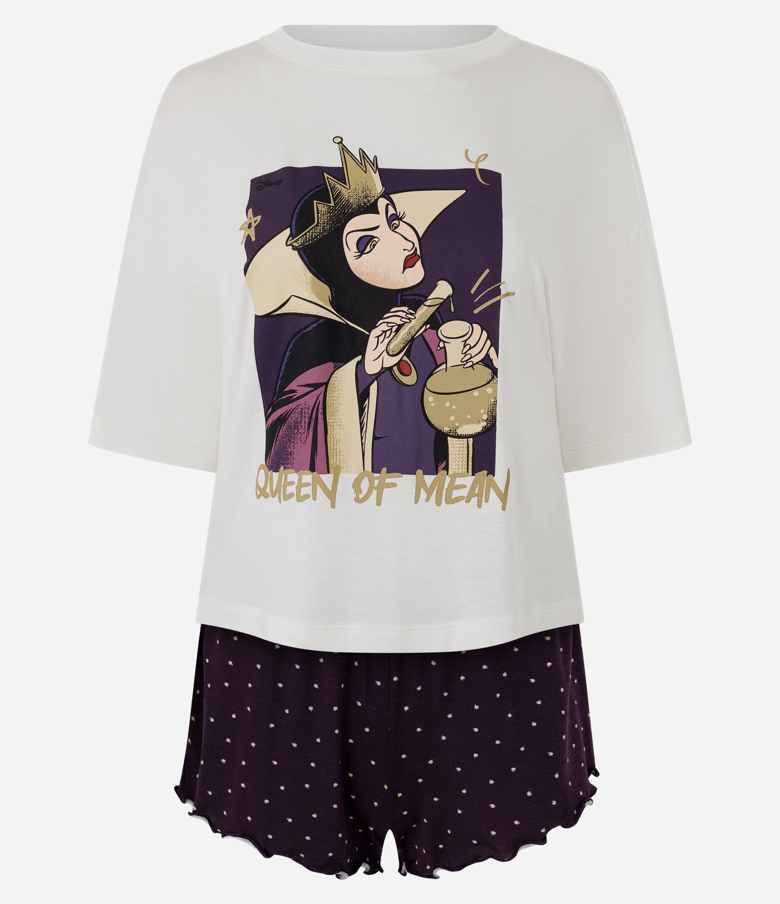 Pijama Curto em Algodão com Estampa Vilãs Disney Branco 5