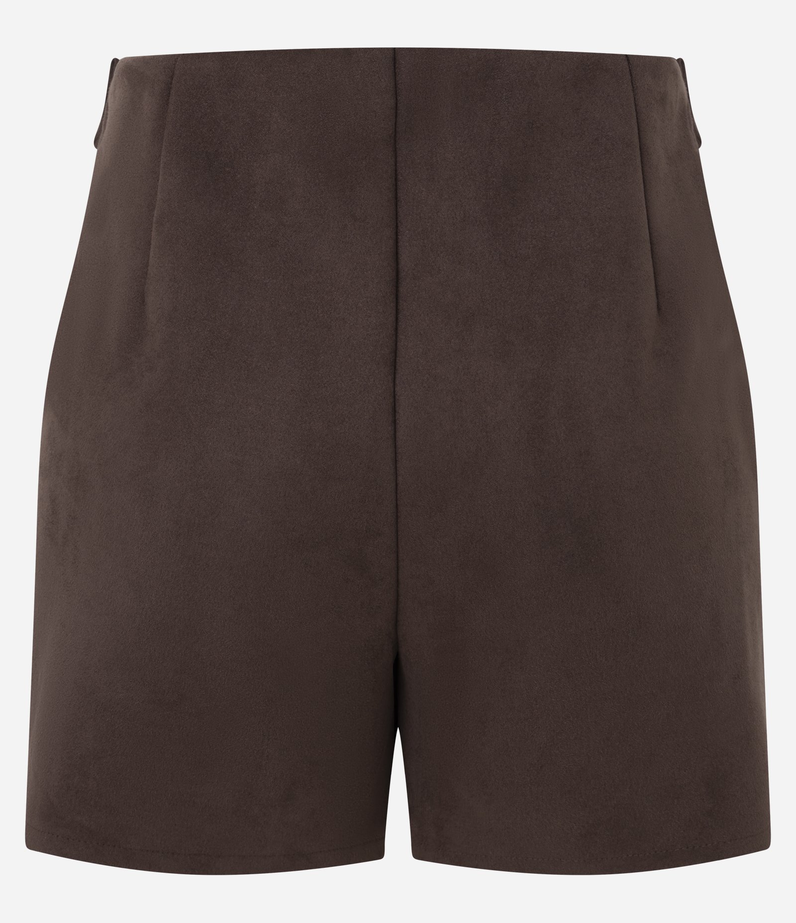 Short Saia em Suede com Transpasse Frontal Marrom 7