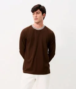 Camiseta Manga Longa Texturizada com Punho