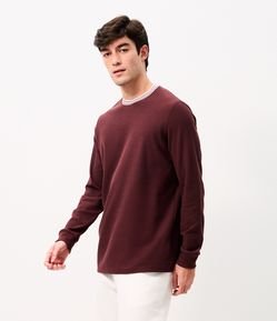 Camiseta Manga Longa Texturizada com Punho
