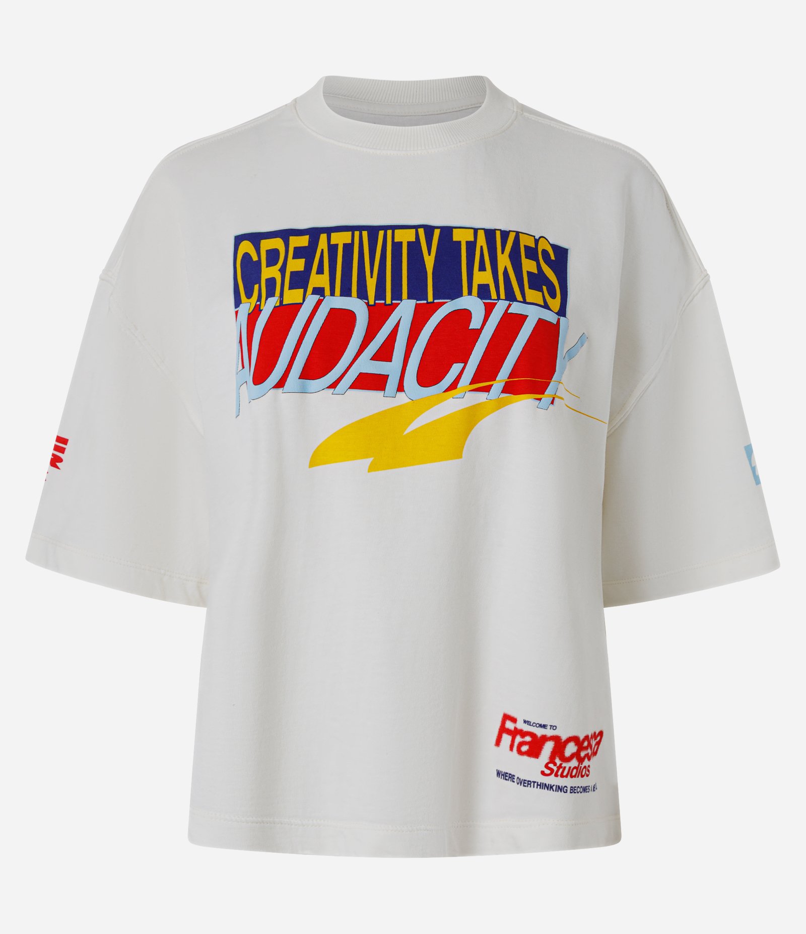 Camiseta Boxy em Algodão com Lettering Francesca Off White 6