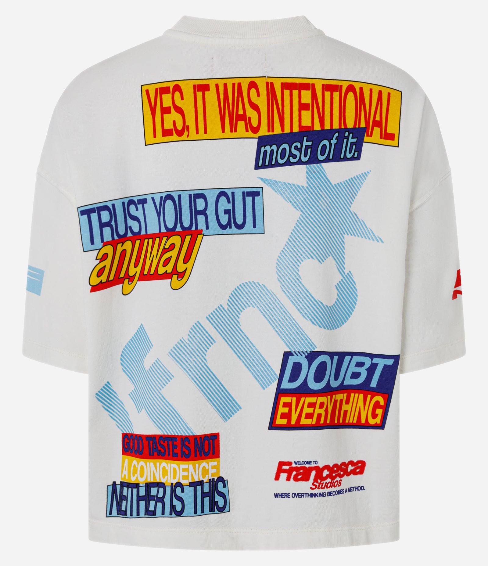 Camiseta Boxy em Algodão com Lettering Francesca Off White 8