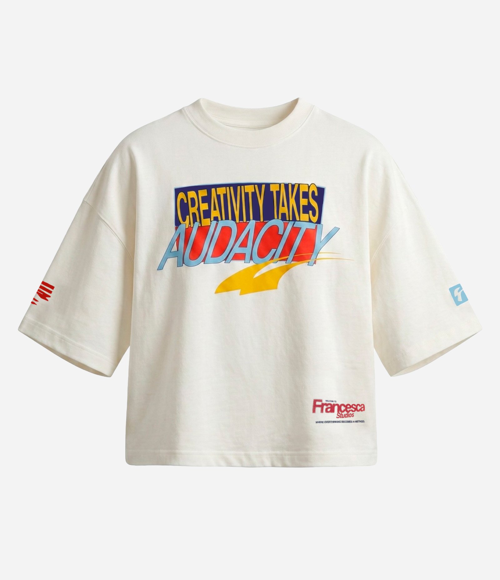 Camiseta Boxy em Algodão com Lettering Francesca Off White 4