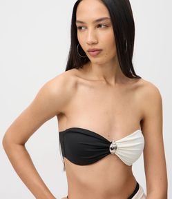 Biquíni Top Bandeau em Microfibra com Estampa Color Block