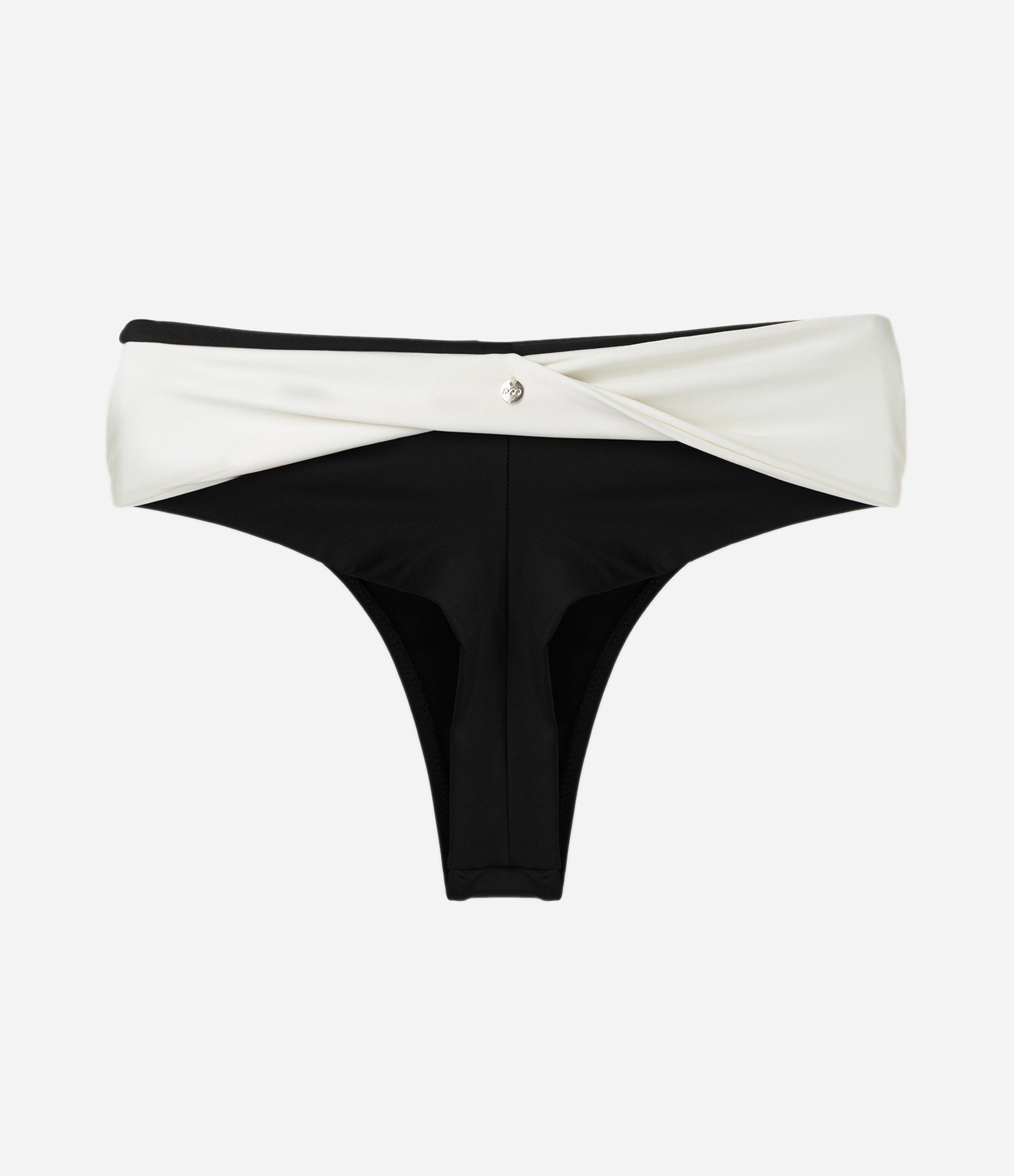 Biquíni Calcinha Hot Pant em Microfibra com Estampa Color Block Preto/Branco 2
