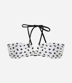 Biquíni Top Bandeau em Microfibra com Estampa Conchinhas