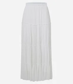 Saia Longa em Viscose Texturizada com Recortes em Camadas