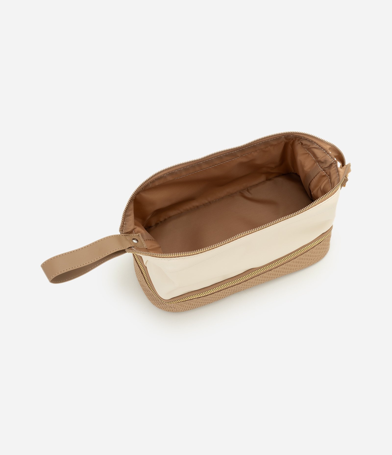 Necessaire Trapézio em PU com Duas Divisórias Off White 4
