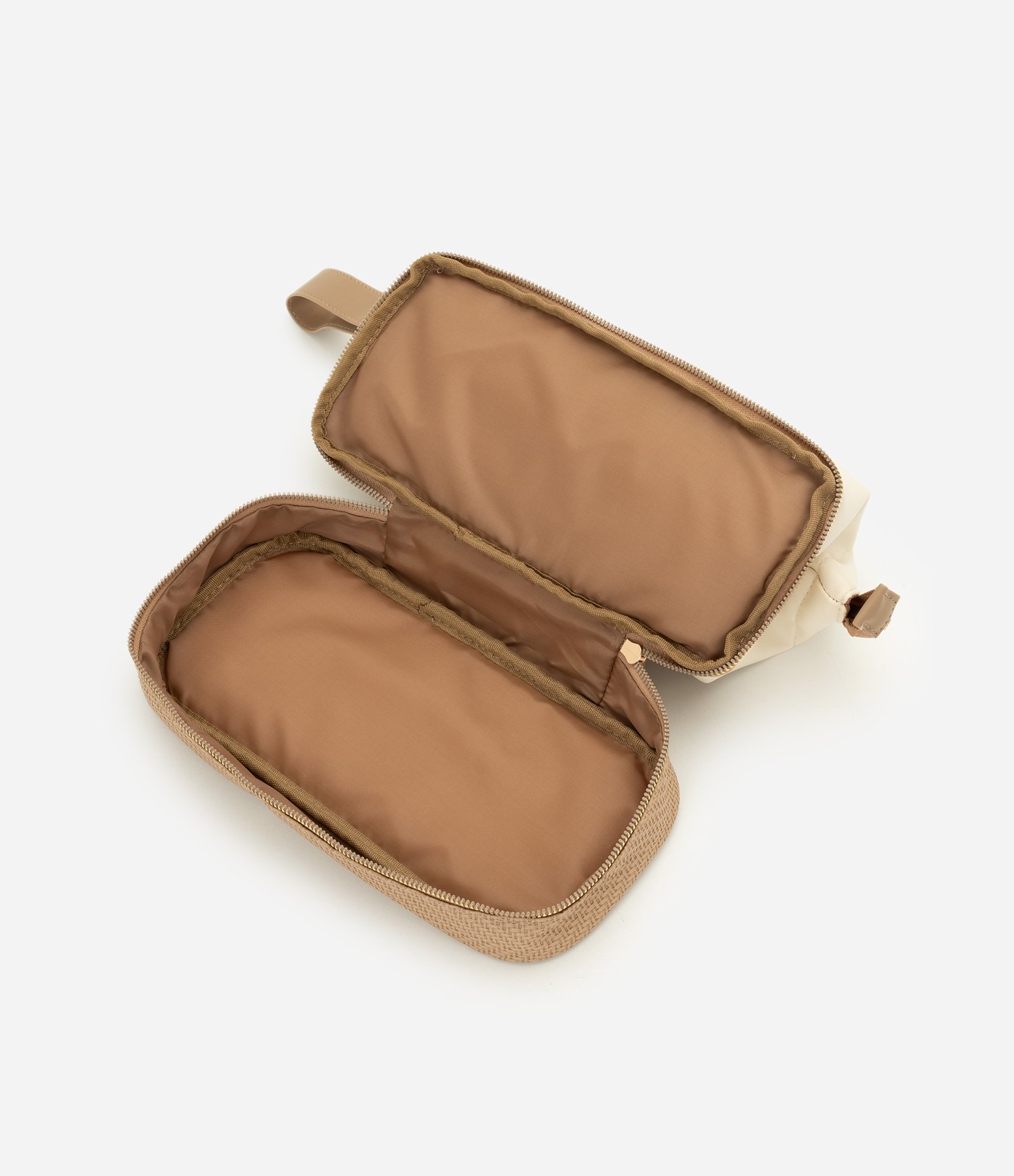 Necessaire Trapézio em PU com Duas Divisórias Off White 5