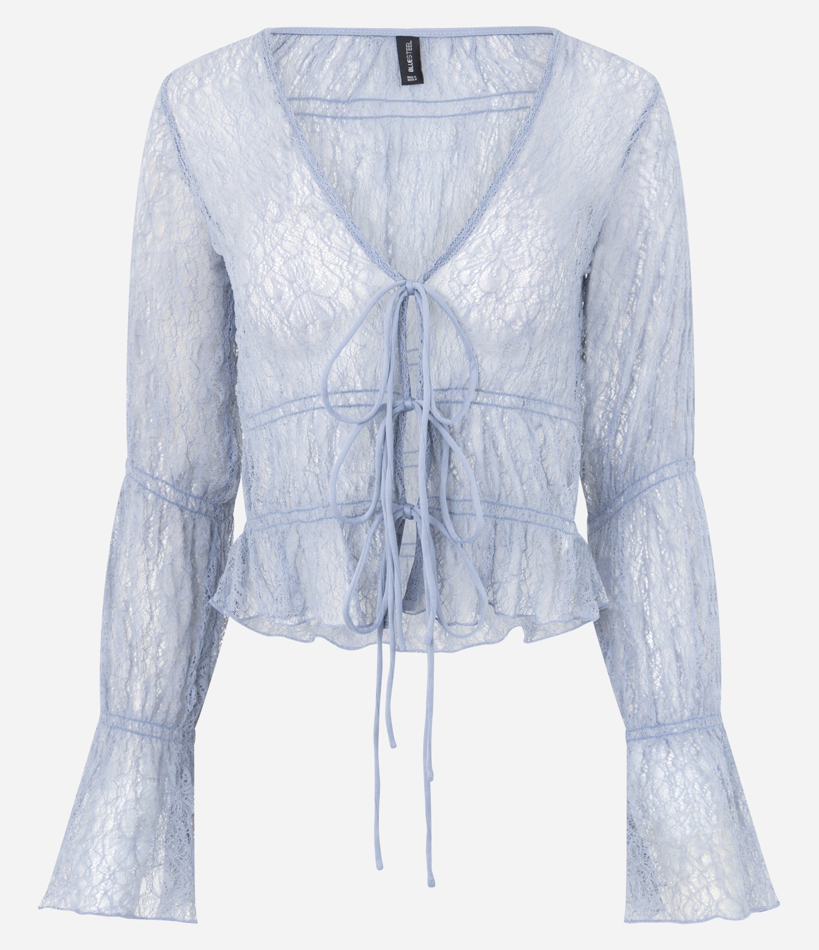 Blusa Peplum com Amarração em Lacinhos Azul 5