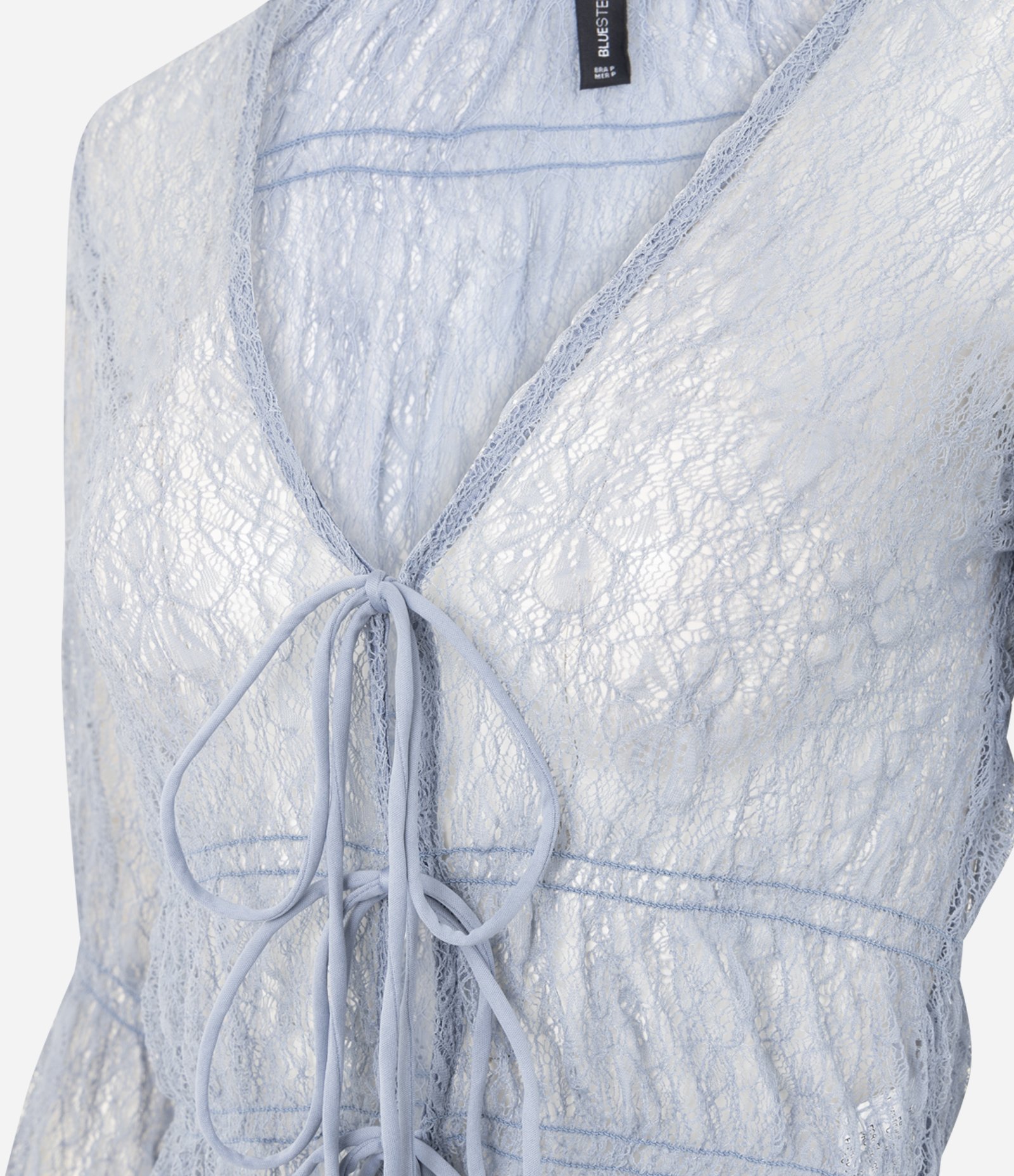 Blusa Peplum com Amarração em Lacinhos Azul 6