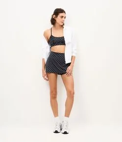 Short Saia Esportivo em Microfibra com Estampa Poá