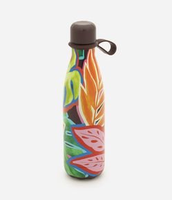 Garrafa em Metal com Estampa de Folhagens 750ml