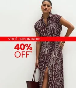 Vestido Chemise Midi em Viscolinho com Estampa Orgânica
