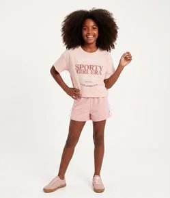 Camiseta Boxy em Algodão com Estampa Sporty Girl Era - Tam 5 a 16 Anos