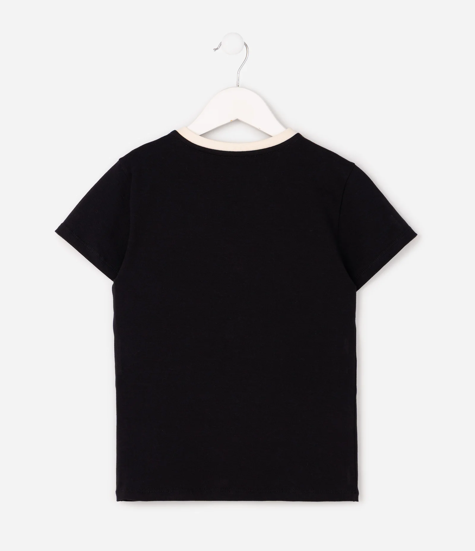 Camiseta Infantil em Algodão com Gola Contrastante e Bordado de Laço - Tam 5 a 16 Anos Preto 3