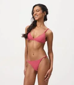 Biquíni Calcinha String com Estampa Xadrez Vichy
