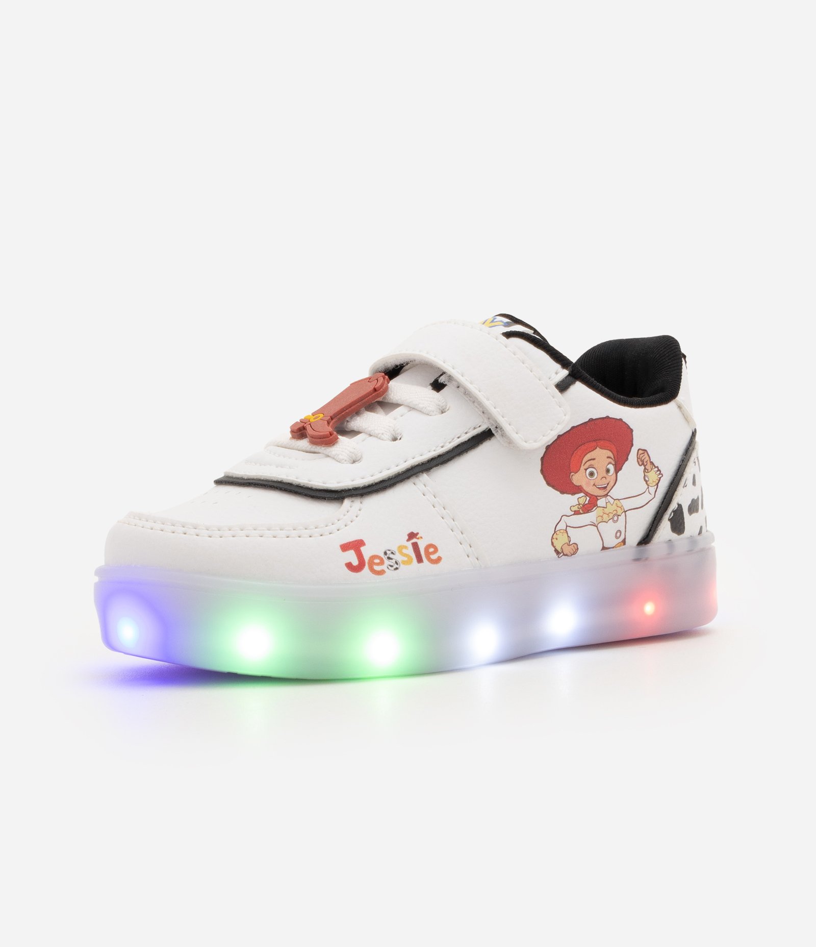 Tênis Infantil em PU com Estampa Jessie e LED - Tam 20 a 27 Off White 1