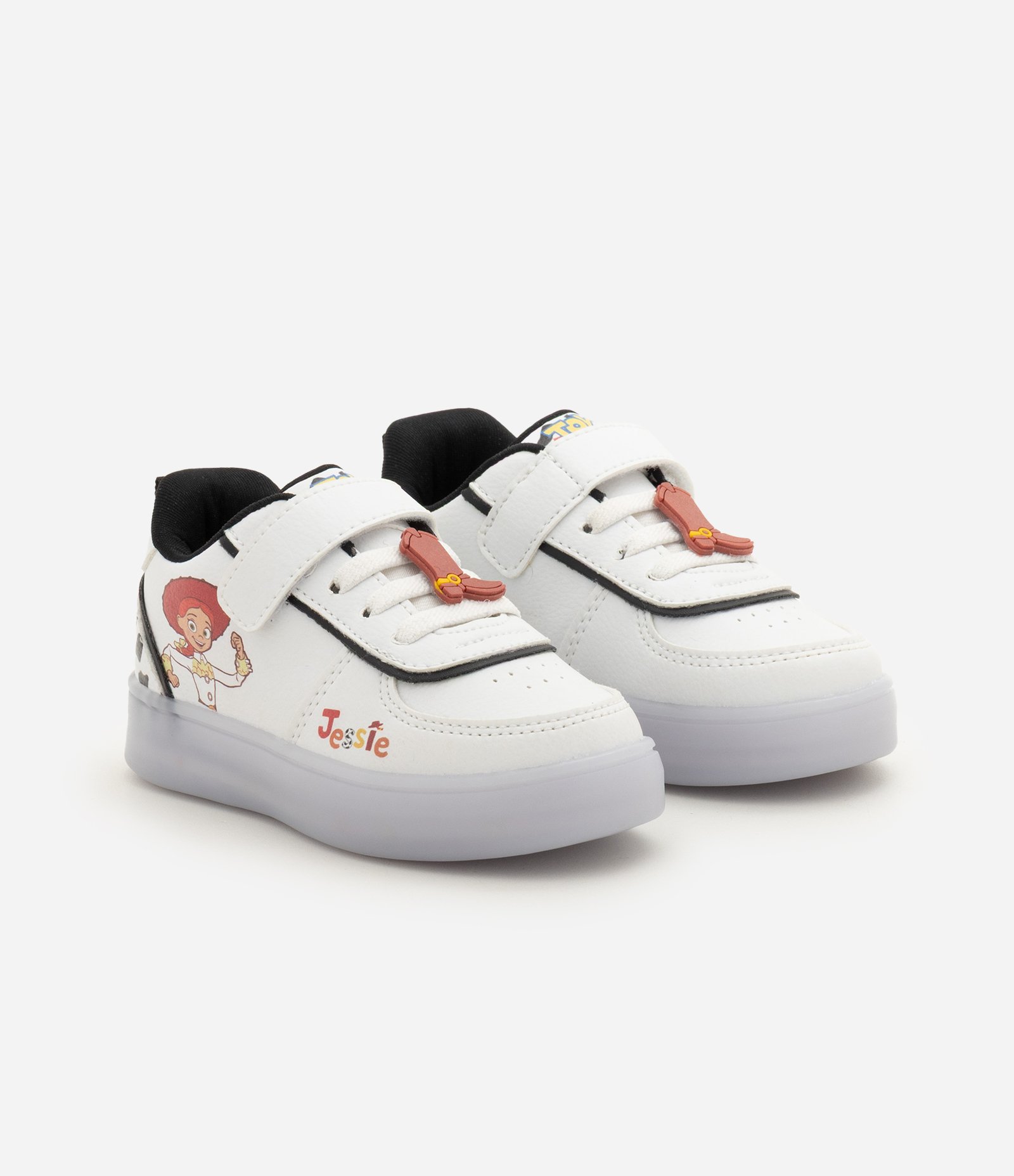 Tênis Infantil em PU com Estampa Jessie e LED - Tam 20 a 27 Off White 2