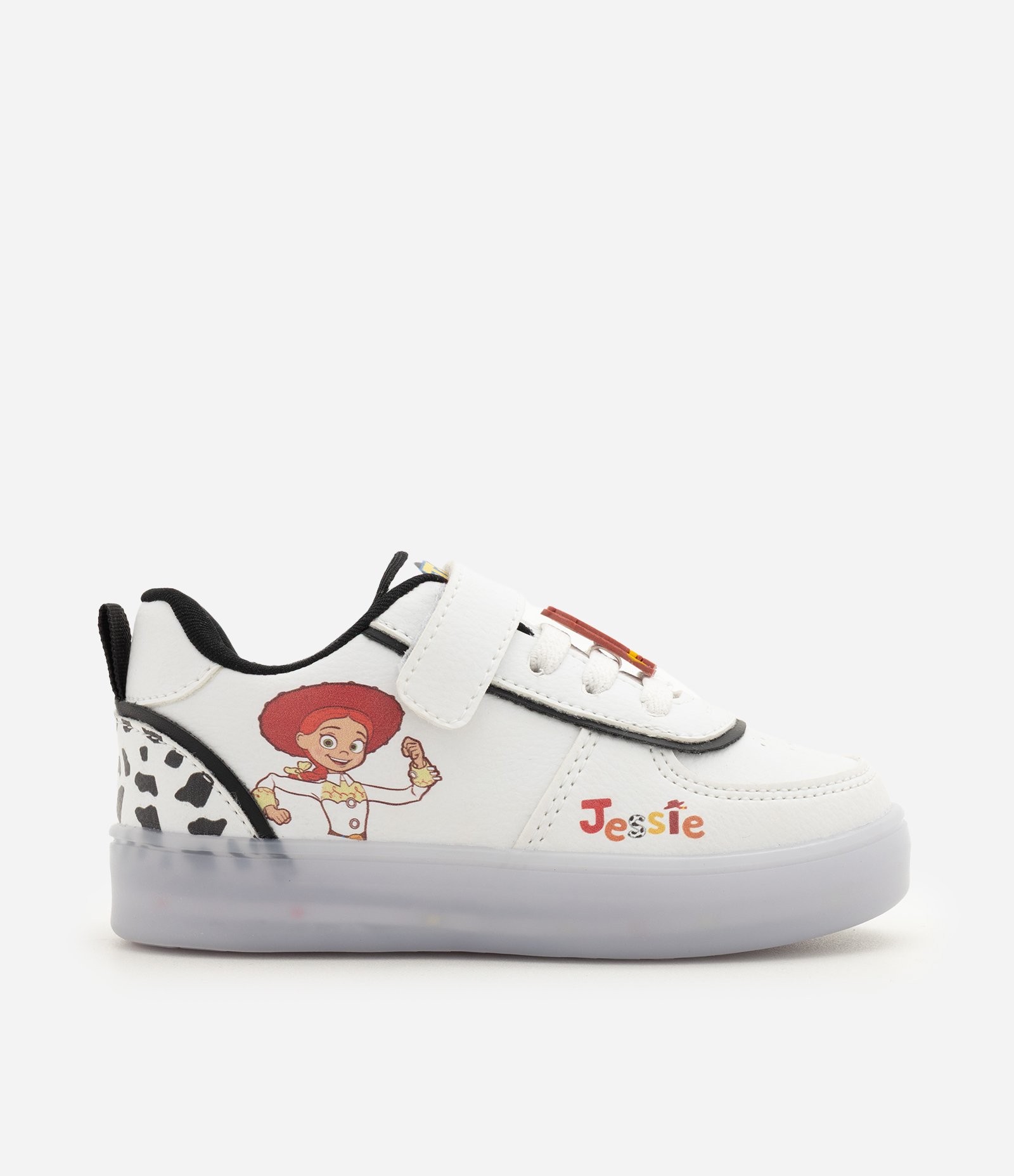 Tênis Infantil em PU com Estampa Jessie e LED - Tam 20 a 27 Off White 4