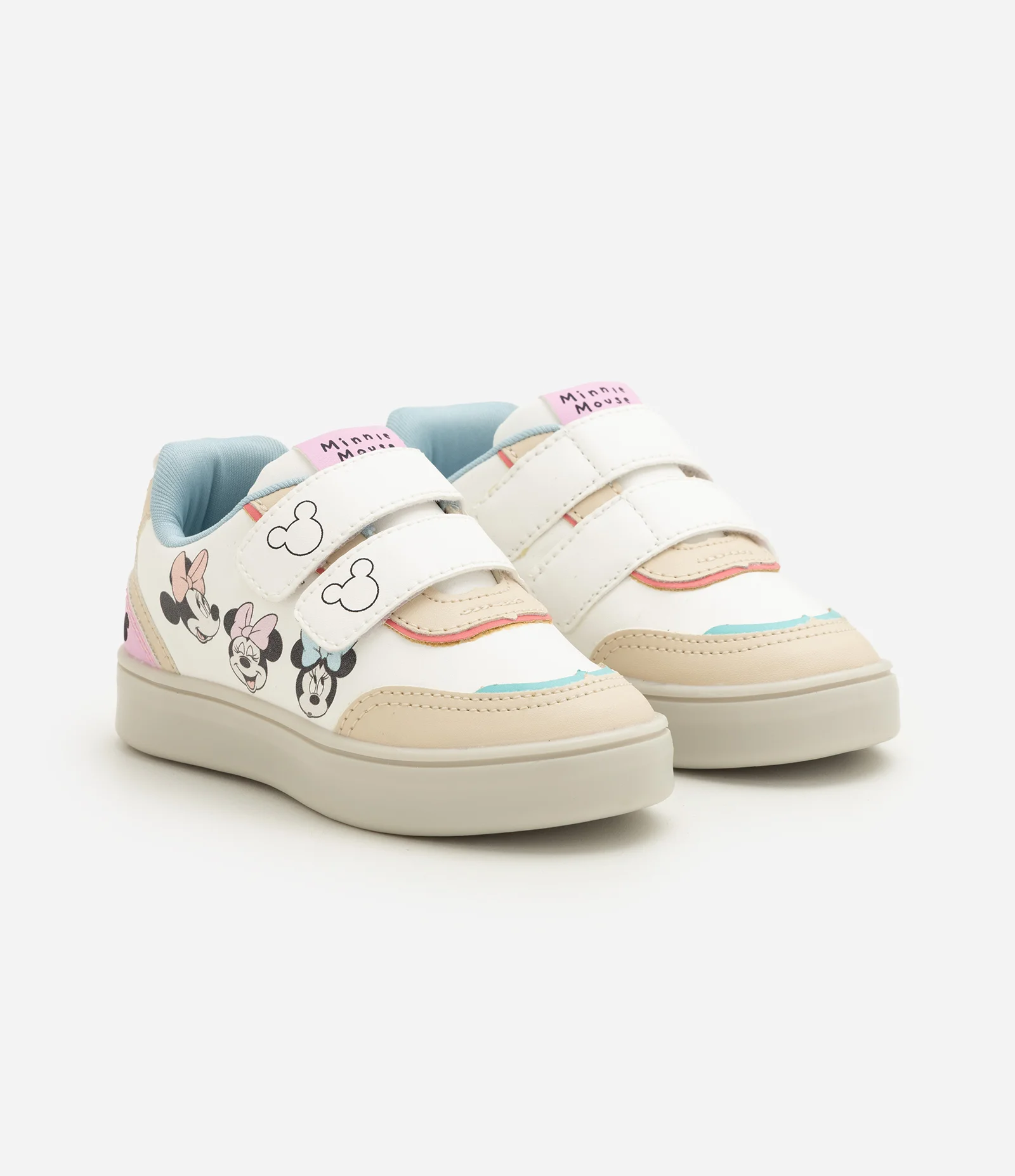 Tênis em PU da Minnie com LED Infantil - Tam 20 a 27 Off White 2
