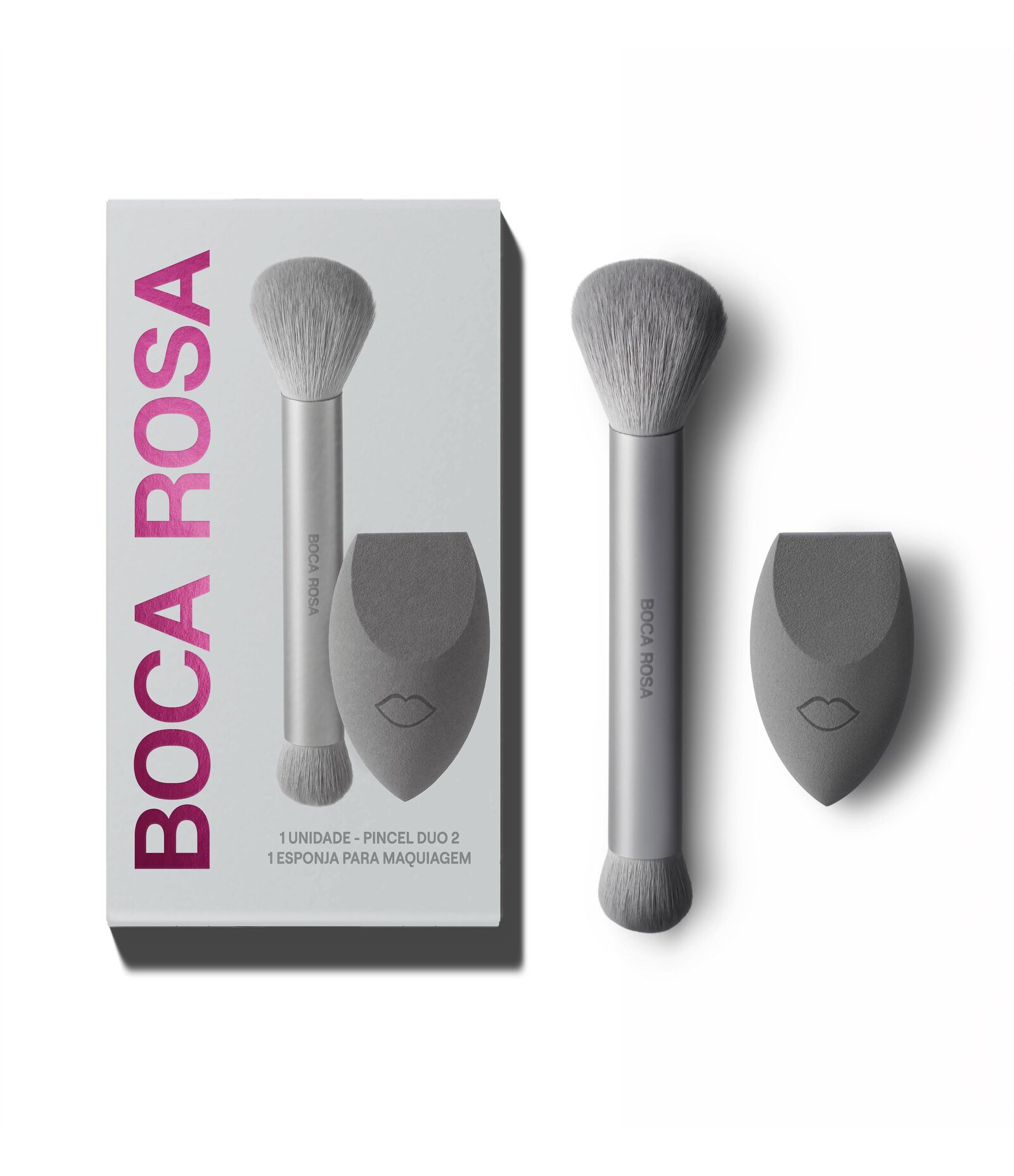 Kit Boca Rosa Pincel Duo 2 + Esponja Cinza 1