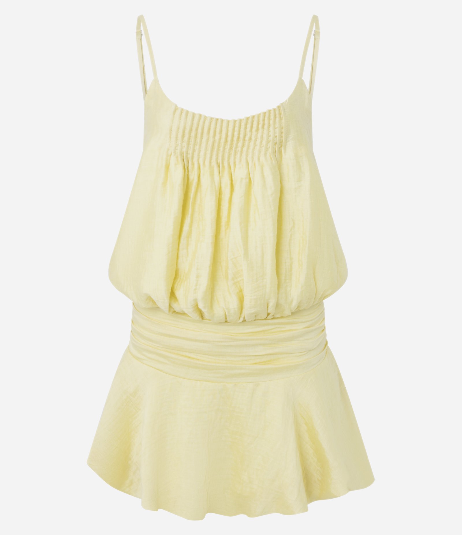 Vestido Curto Blusado em Viscolinho com Saia Balonê Amarelo 6