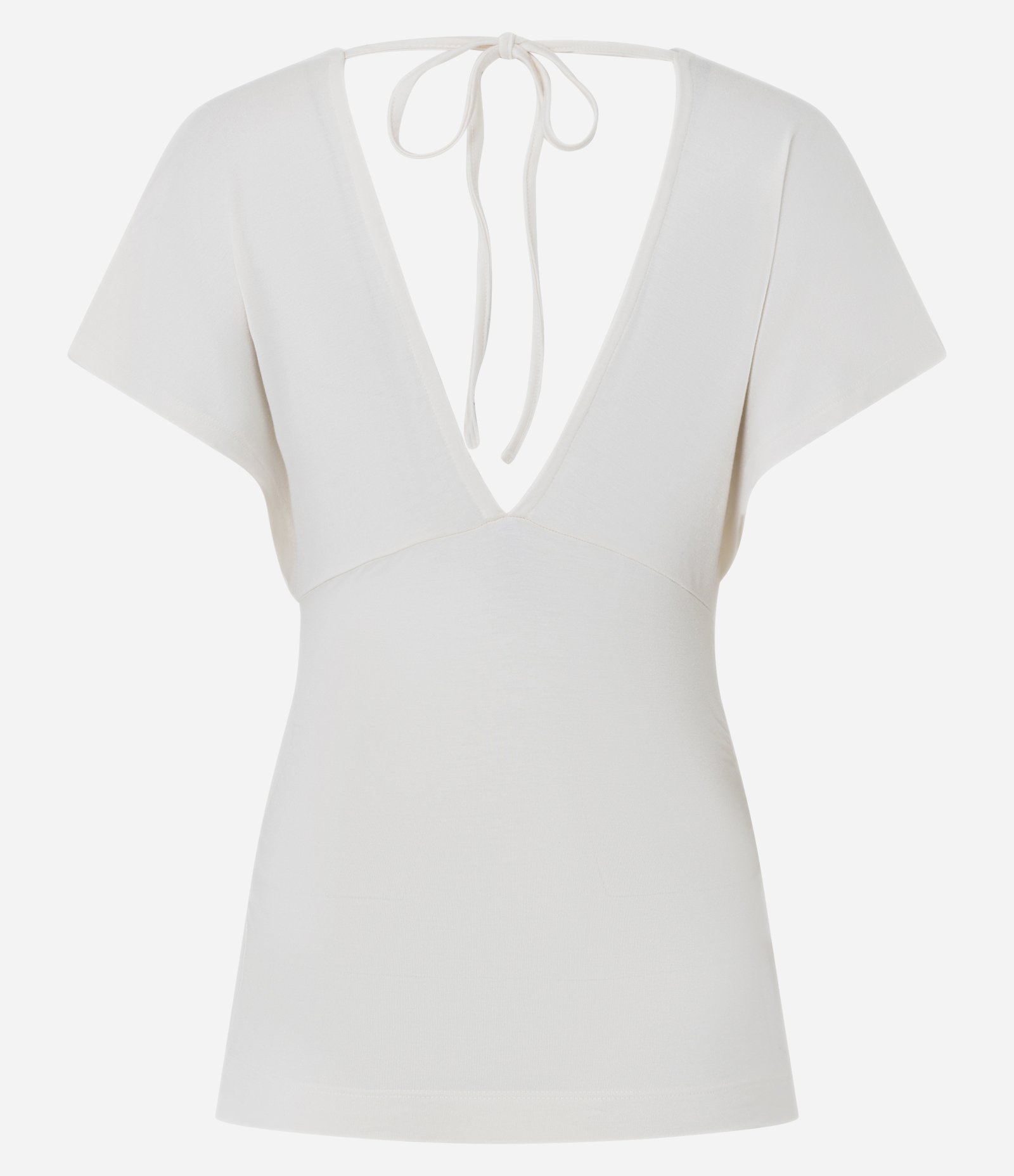 Blusa em Viscose com Decote V e Amarração nas Costas Branco 6