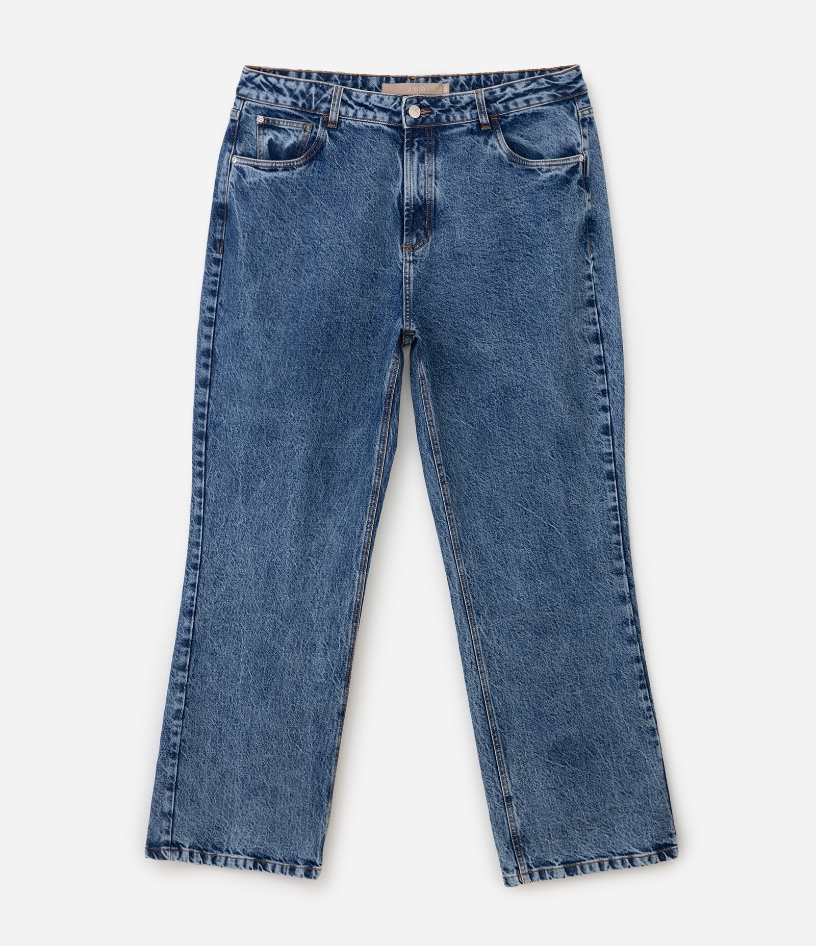 Calça Jeans Reta com Elastano Curve & Plus Size Azul 6