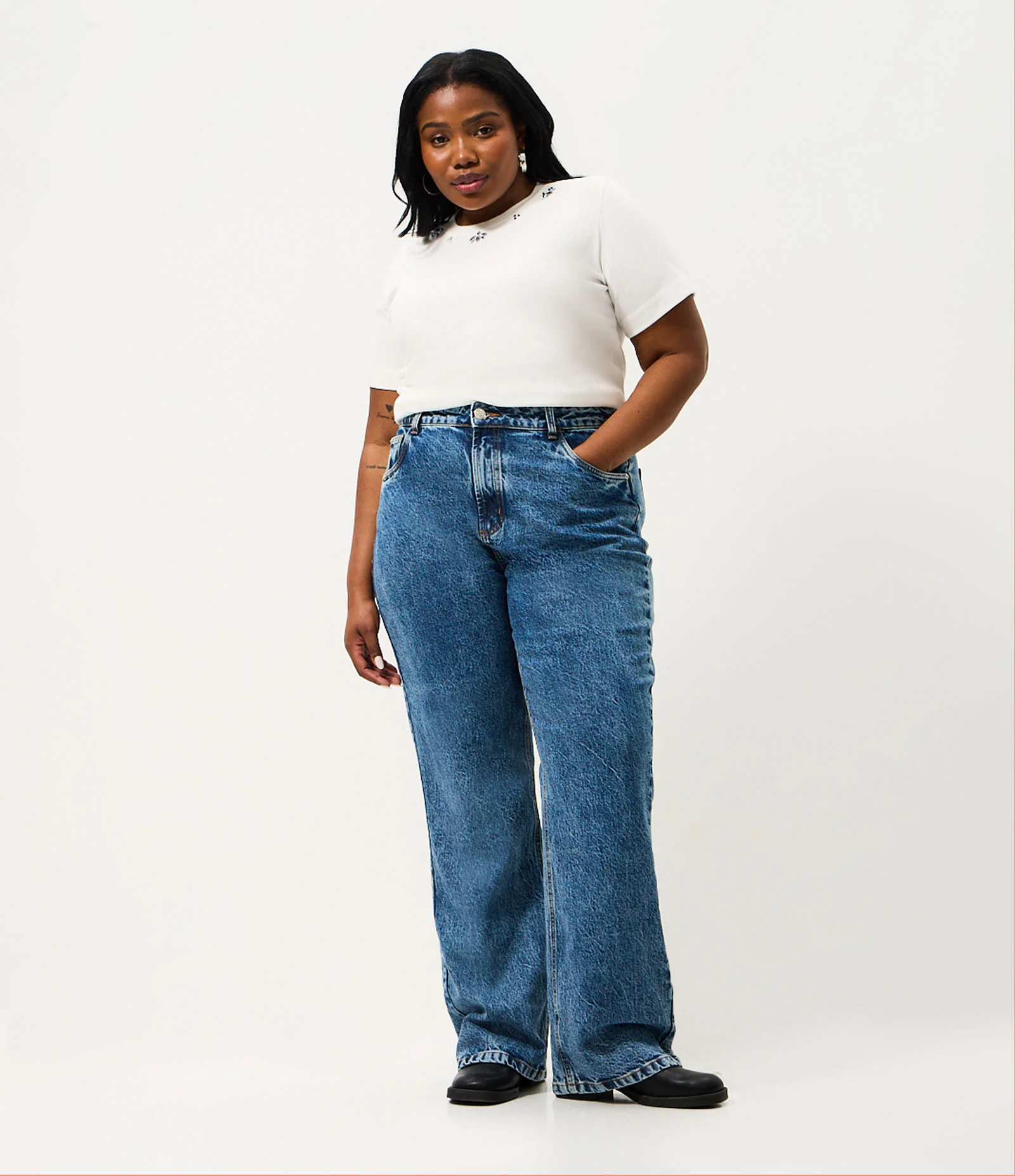 Calça Jeans Reta com Elastano Curve & Plus Size Azul 1