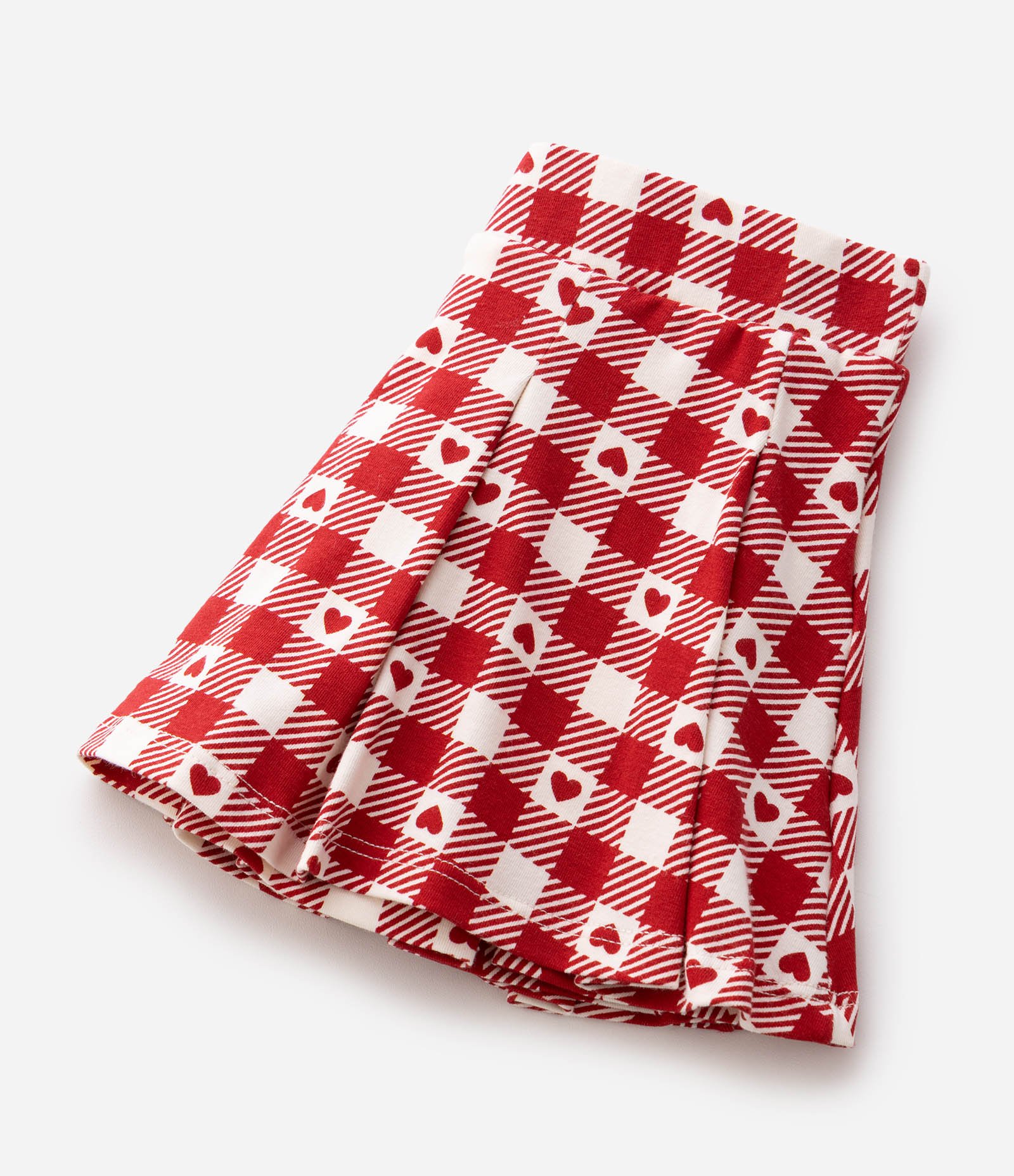 Saia Infantil com Estampa Xadrez e Corações – Tam 1 a 6 Anos Vermelho/Branco 5