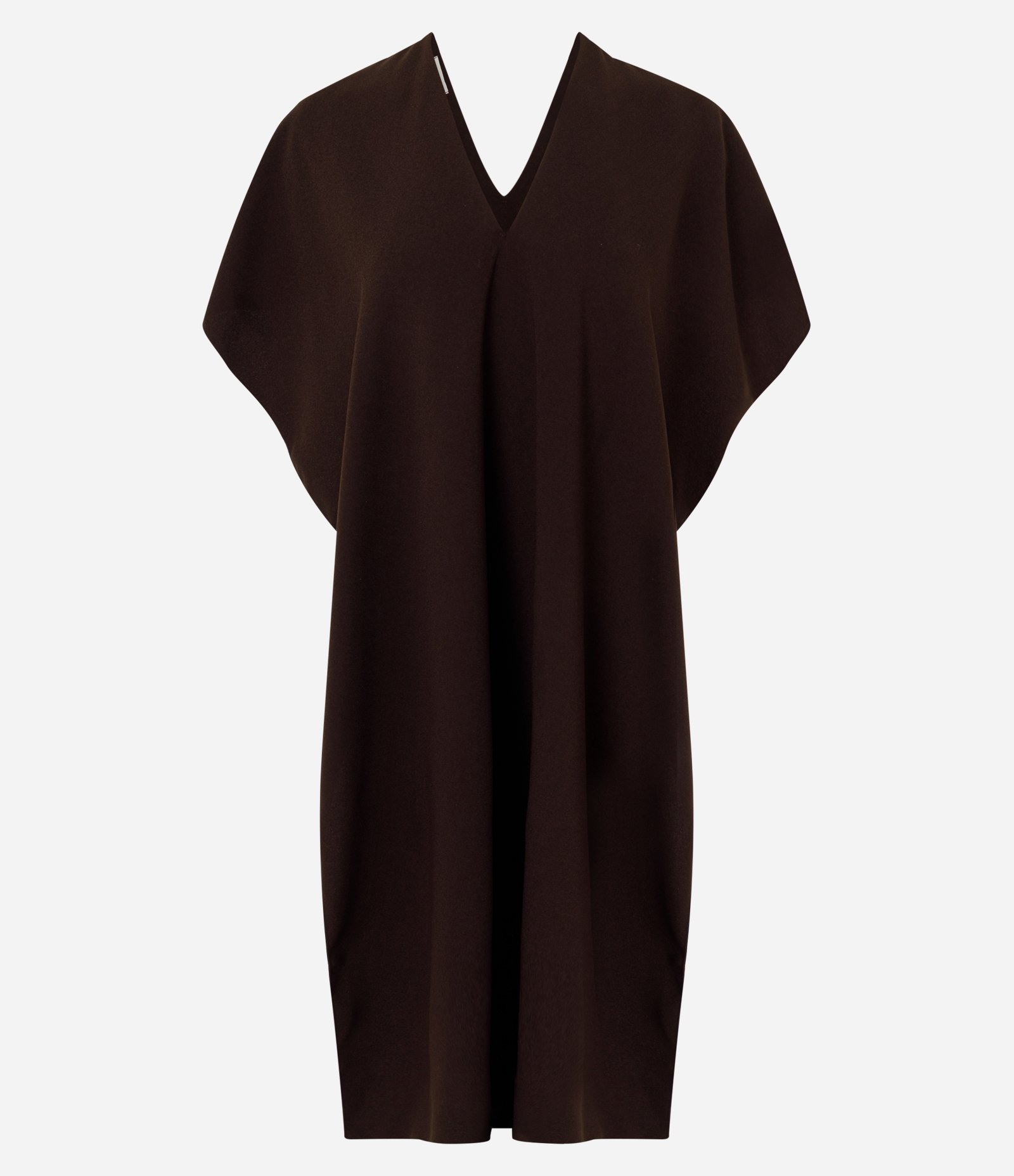 Blusa Bata Alongada com Mangas Amplas e Decote Canoa Marrom 1