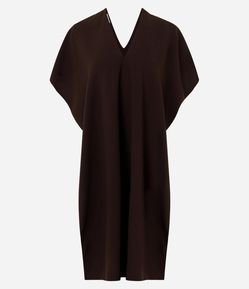 Blusa Bata Alongada com Mangas Amplas e Decote Canoa