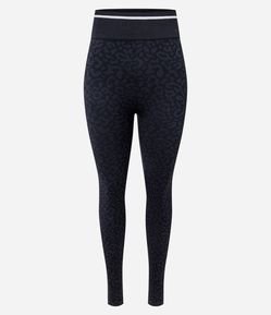 Calça Legging Esportiva Seamless em Poliamida com Jacquard de Onça