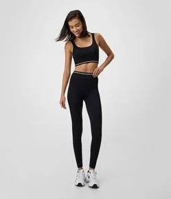Calça Legging Esportiva Seamless em Poliamida com Jacquard de Onça