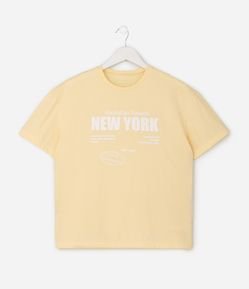Camiseta Over Infantil com Lettering New York - Tam 5 a 16 Anos