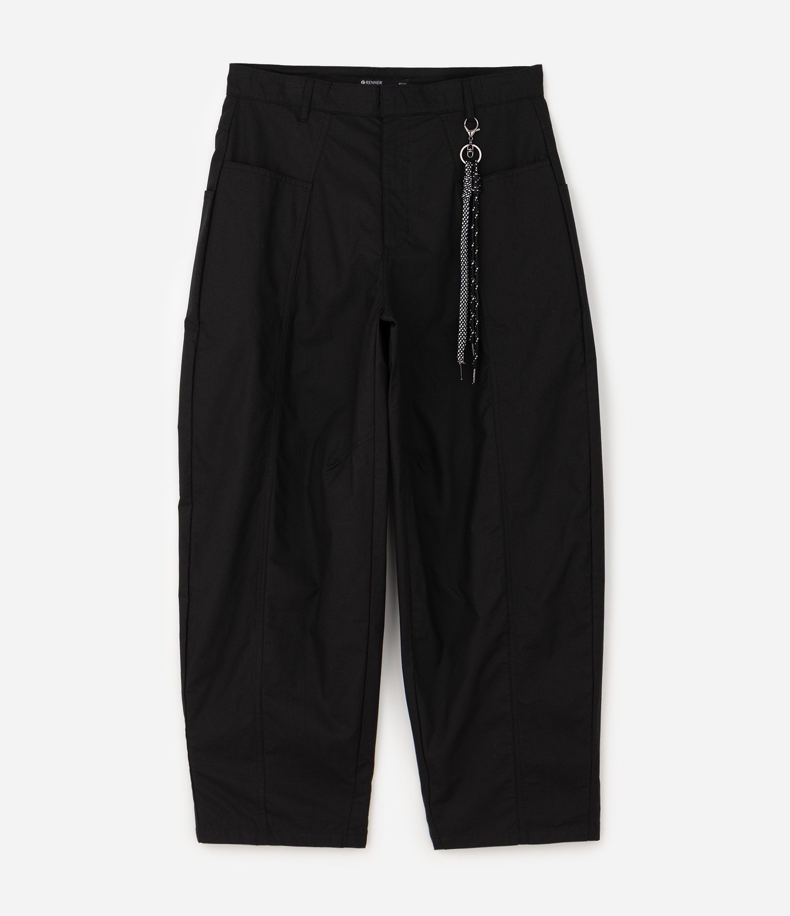 Calça Baggy Balloon Sarja com Chaveiro Preto 5