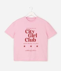 Camiseta Over Infantil com Estampa City Girl Club - Tam 5 a 16 Anos