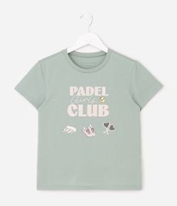 Camiseta Regular com Estampa Padel Girls Club - Tam 5 a 16 Anos