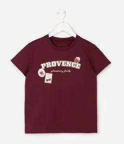 Camiseta Regular Infantil com Estampa Morangos - Tam 5 a 16 Anos
