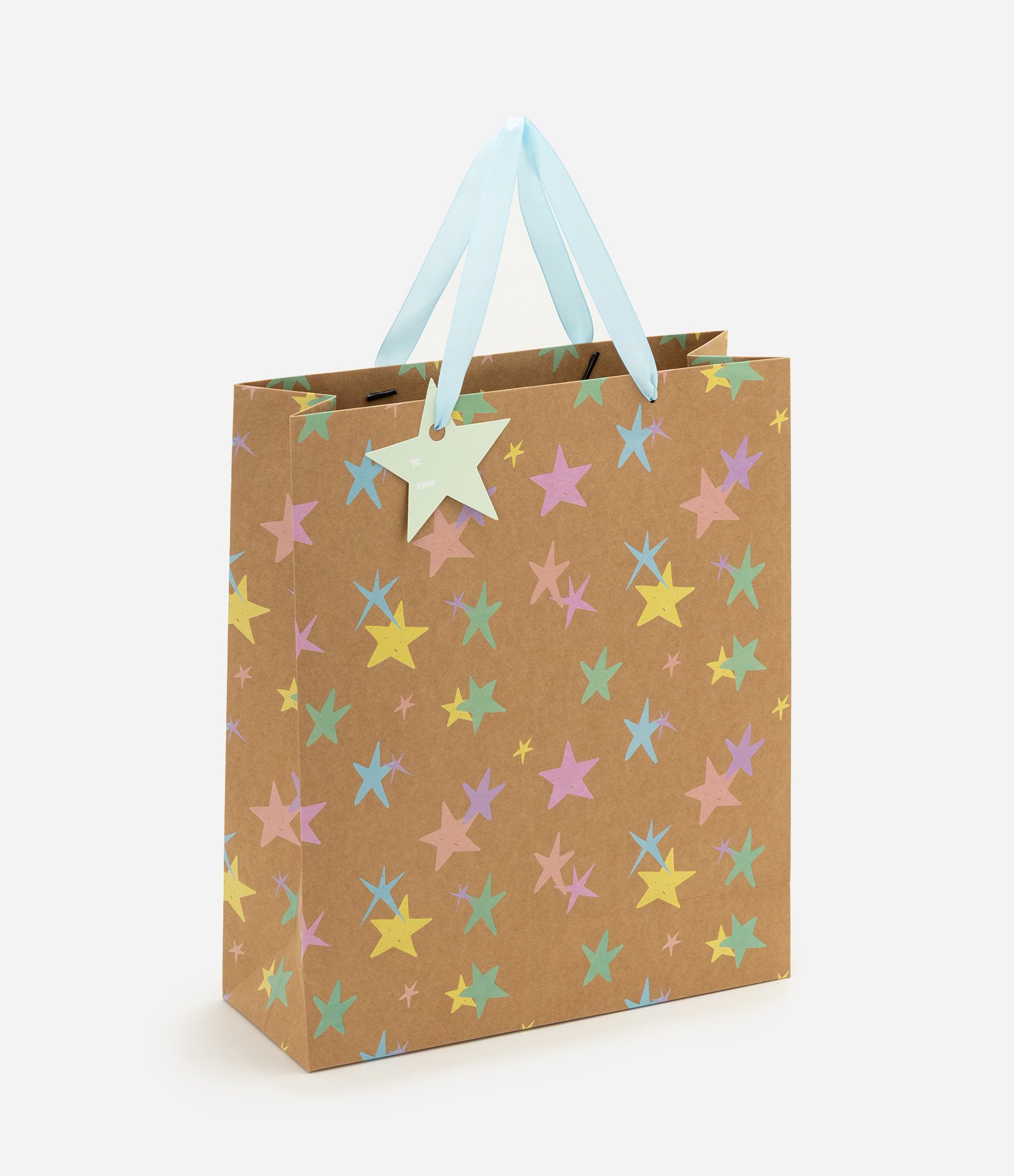 Embalagem para Presente Média em Papel com Estampa de Estrelas Multicores 1