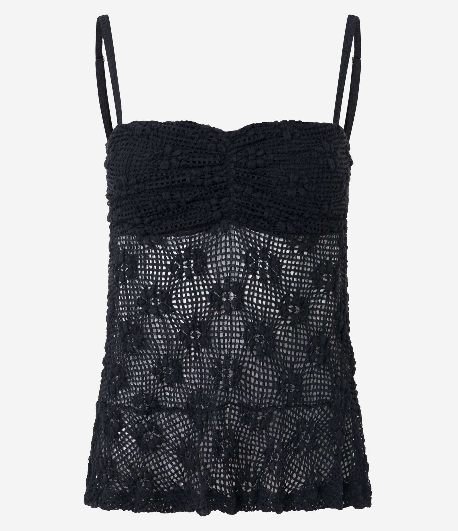 Blusa de Alcinha em Renda com Babado no Decote Preto 5