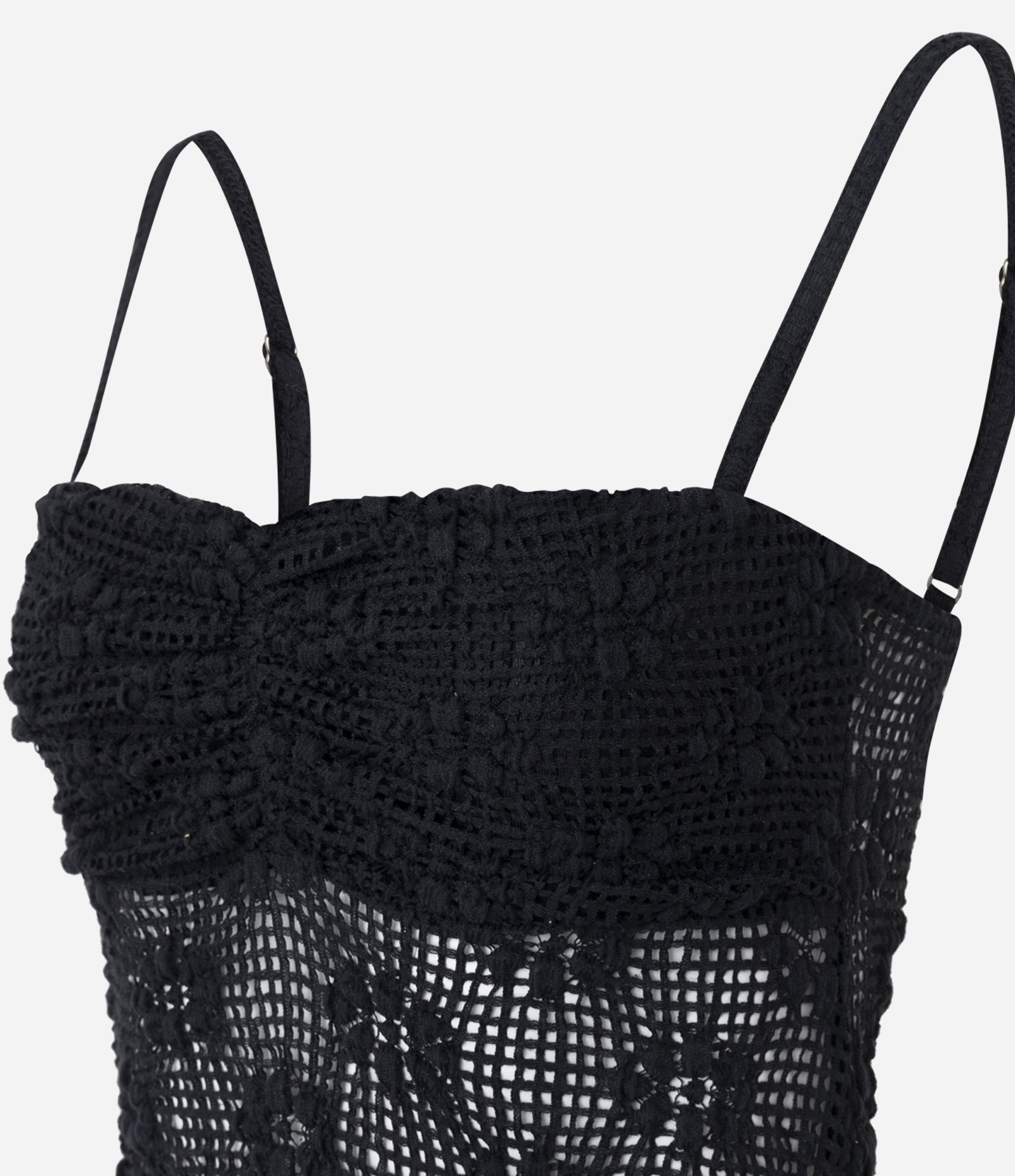 Blusa de Alcinha em Renda com Babado no Decote Preto 6