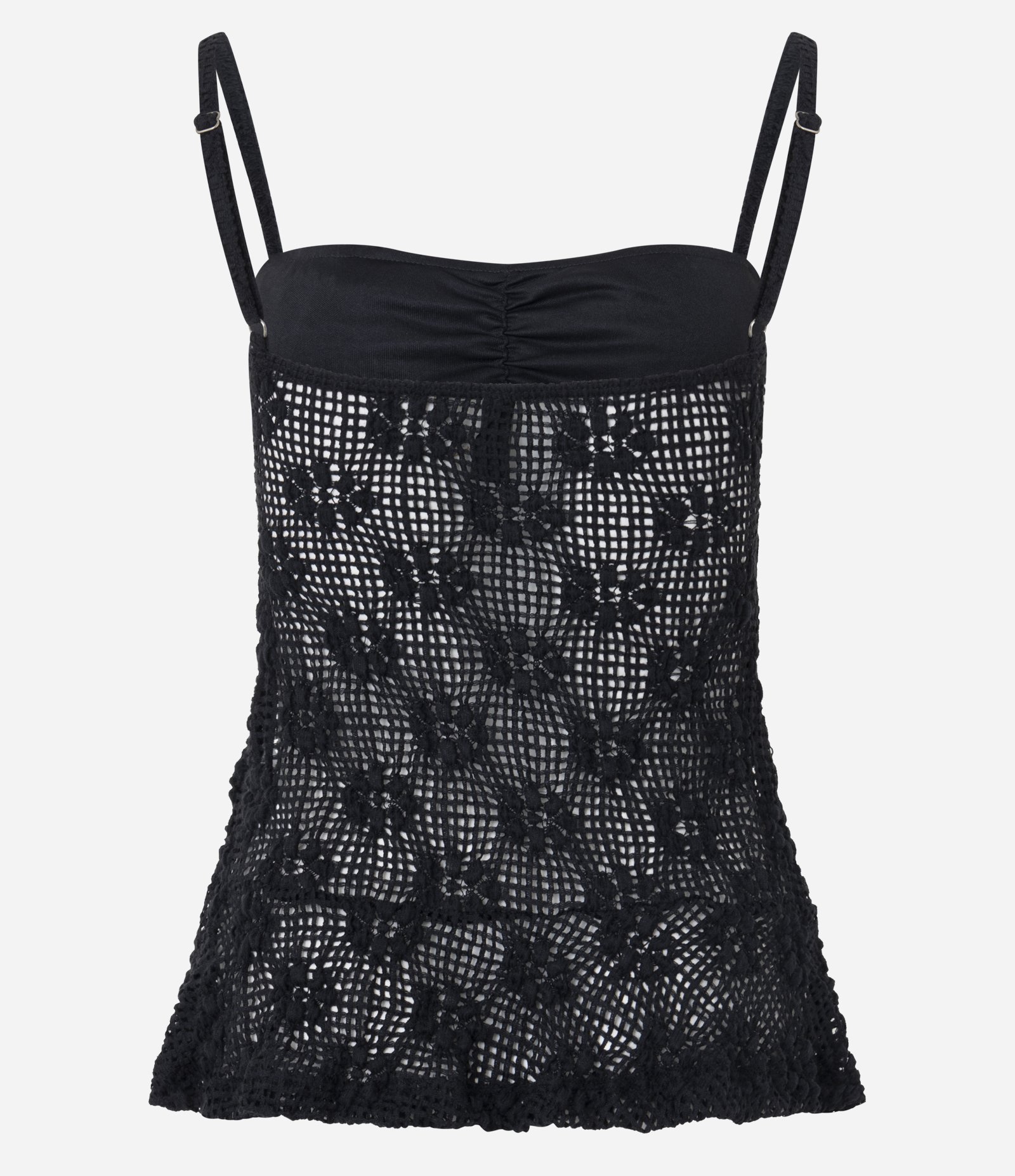 Blusa de Alcinha em Renda com Babado no Decote Preto 7
