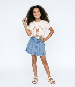 Camiseta Infantil em Algodão com Estampa Coelho Tenista - Tam 5 a 16 Anos