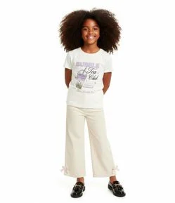 Camiseta Infantil em Algodão com Lettering Frontal - Tam 5 A 16 Anos