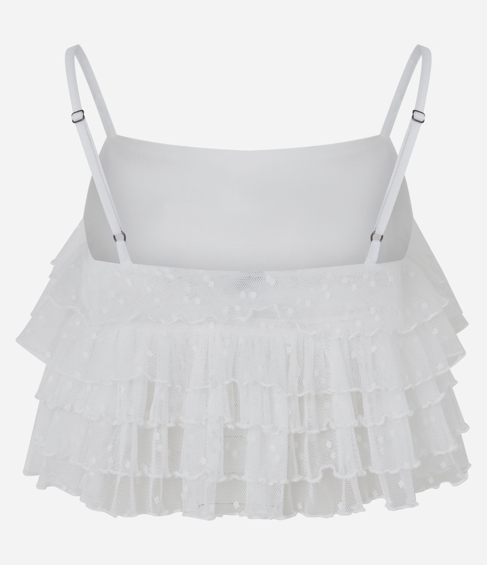 Blusa Alcinha em Tule com Babados e Texturização em Poás Branco 7
